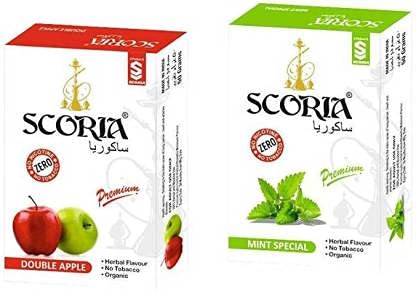 SCORIA Herbal Hookah Molasses (100% Nicotine and Tobacco Free) SCORIA HOOKAH FLAVOUR COMBO DOUBLE APPLE, MINT SPECIAL Hookah Flavor (Pack of 2)