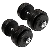 POWRX Mancuernas 30 kg set (2 x 15 kg) + PDF Workout (Negro)
