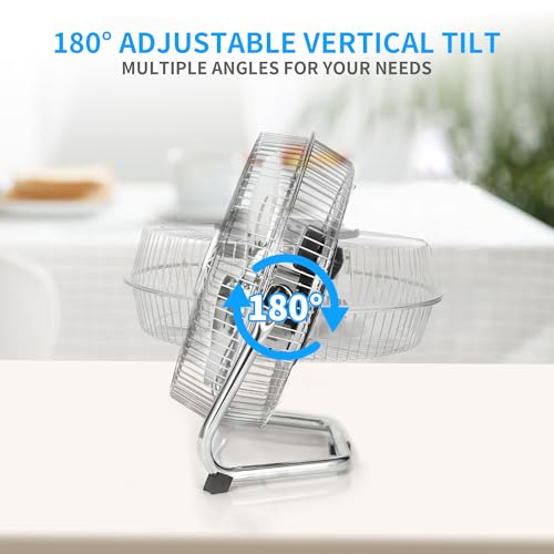 TEMPWARE All Metal Floor Fan 9 Inch, 3-Speed Portable Metal Fan with Adjustable Tilt, Quiet Small Cradle Floor Fan for Home, Office, Bedroom by TEMPWARE - Image 4