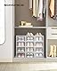 SONGMICS Schuhboxen, stapelbar, Schuhaufbewahrung, Organizer, faltbar und vielseitig für Sneaker, ULSP12SWT, Transparent Weiß, 13.1”L x 9.1”W x 5.5’H