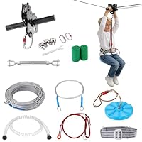 VEVOR Zipline Seilrutsche 48,77 m Seilbahn, Zip Line Kit bis 150 kg, Backyard Zip Line Kit mit verbessertem Federbremssystem, Seilbahn für Garten Außenbereich (Nur für Teenager. Nicht für Erwachsene.)