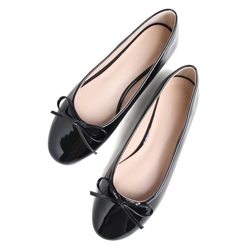 Image of TN TANGNEST Women's Velvet Flats Round Toe Ballet Shoes | Elegant Bowknot Flats Comfortable Casual Slip On Flats for Work