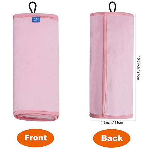 Image of COOLBEBE Seat Belt Pillow for Kids, Extra Soft Toddler Travel Pillow for Car Seat, Universal Carseat Strap Cushion Pads for Childs Baby People Adults, Pink