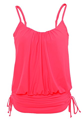 Aleumdr Womens Blue Retro Swimdress Swing Strap Tankini Swim Top XXXL