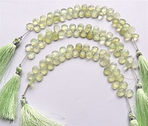 Prehnite Pears Faceted Beads pour bijoux bohèmes d'été, perles amandes vertes