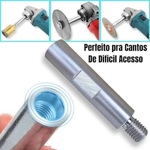 Haste Alongador Prolongador Extensão 10cm Parafuso M14 / M14 pra Politriz Rotativa Esmerilhadeira Li