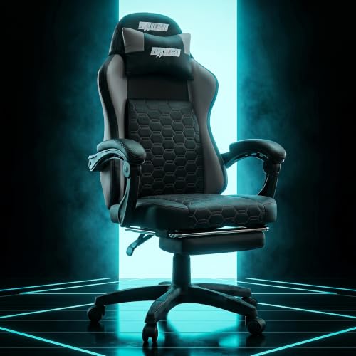 Image of DROGO Pulse Ergonomic Gaming Chair | High Back Office Computer Chair with Premium PU Leather, Adjustable Height & Linkage Armrest | Lumbar Support, 165 Recliner & Footrest | 1 Yr Warranty (Grey)