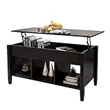 Goujxcy Lift-up Top Coffee Table,Wood & Metal End Table,Hidden Storage and Lift Tabletop Dining...