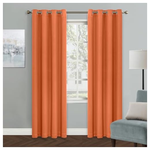 MYSKY HOME Orange Blackout Curtain for Bedroom