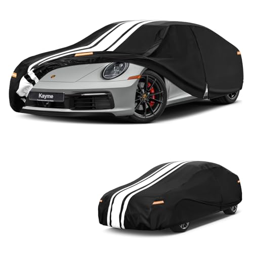 Kayme Porsche 911 Car Cover Waterproof All Weather Custom Fit for Porsche 911 991 992 996 997 Carrera Targa (1997-2026) with Tape/Towel Outdoor Full Exterior Cover Rain Snow Sun UV Protection.