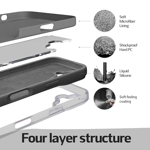 Image of iPhone 17 Case Silicone,Soft Microfiber Lining(Charcoal Gray)