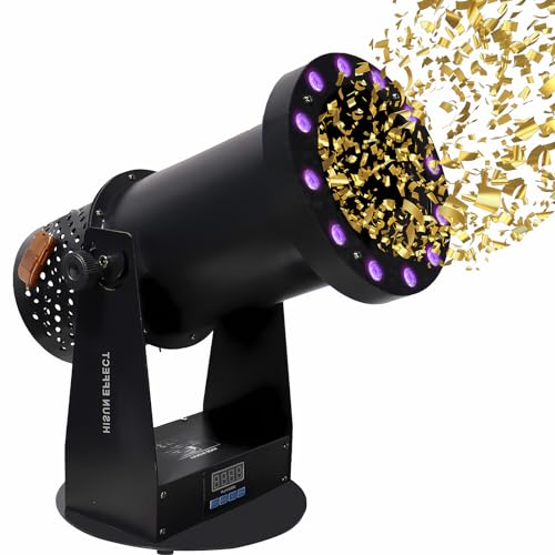 Confetti Machine, Electric Confetti Launcher with 12 LED Lights, DMX Control Digital Confetti Cannon with Remote, Confetti Shooter for DJ Party Nightclub Wedding Stage Concert Event Show