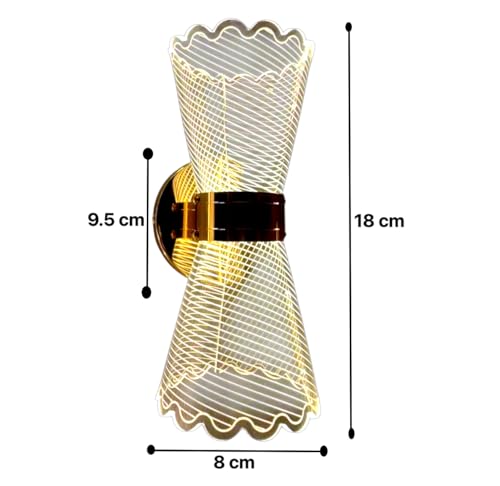 Image of Groeien 12W | 3 Color LED Nordic Sconce TwirlGlow Transparent Indoor Home Acrylic Wall Lamp for Bedroom Living Room Corridor Lighting Fixtures Wall Mount(Warm+Natural+Coolwhite)(TwirlGlow)