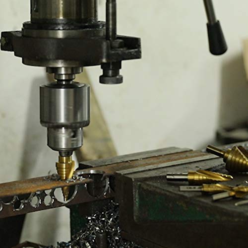 CO-Z HSS 5PCS Titanium Spiral Grooved Step Drill Bit Set with Automatic Center Punch, Unibit Drill Bits Set for Sheet Metal with Aluminum Case, Multiple Hole Stepped up Bits for DIY Lovers