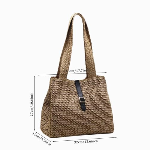 Sac de plage en paille grand volume avec sangle ajustable confortable - 4