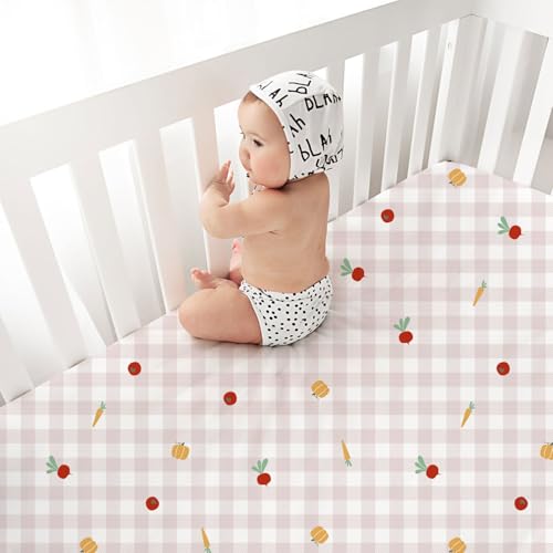 Image of Little Grape Land 4-Pack Fitted Crib Sheets, 52x28 Microfiber for Girls | Perfect Fit,Ultra-Soft Fabric,Charming Design,Great Value 4-Pack,Easy Care,Ranch-Pink