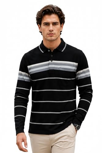 Image of Full Sleeve Polo T Shirt for Men Cotton with Pocket and Collar - Regular Fit Tshirt