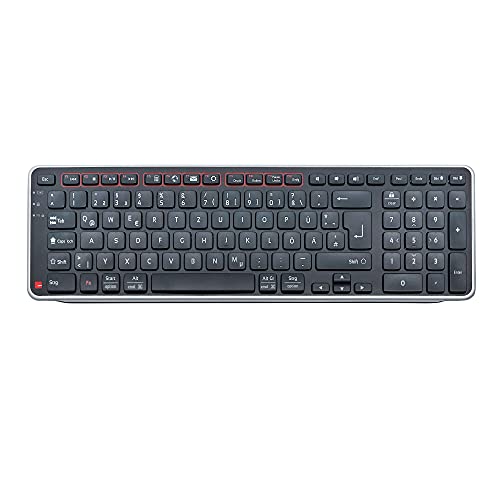 Contour Balance Keyboard | Bezprzewodowa klawiatura Bluetooth z USB Dongle | układ QWERTZ | Super płaska klawiatura radiowa | klawiatura numeryczna + przyciski mediat | do domu i pracy | do Windows i Mac