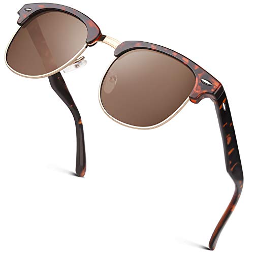 Image of GQUEEN Horn Rimmed Half Frame Polarised Sunglasses Mens Womens UV400