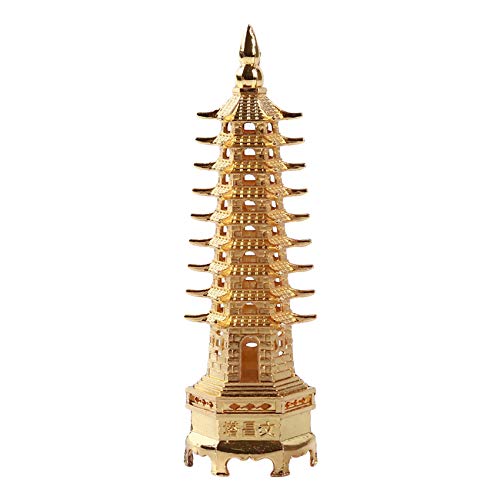 虹色蝶々 文昌塔 九階のタワー 置物 デスクデコレーション 彫刻 工芸品 縁起物 真鍮色