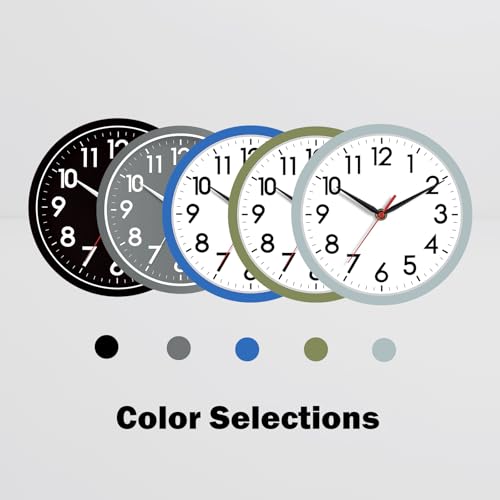 Image of AKCISOT Wall Clock, Modern Small Wall Clocks Battery Operated 8 Inch, Silent Non-Ticking Analog Classic for Office, Home, Bathroom, Kitchen, Bedroom, School(Blue Gray)