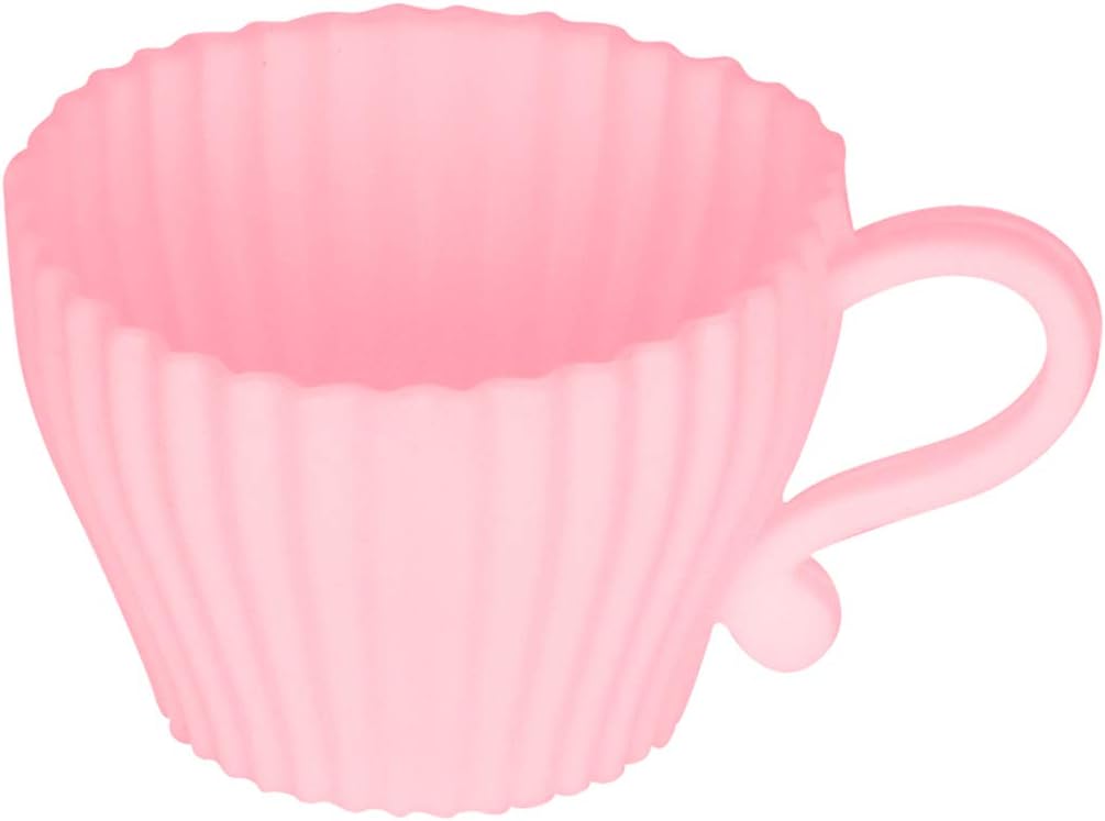 Evelots 12 Piece Set Oven Safe Silicone Mold Teacup Shaped Cupcake Baking Set (6 Cups/6 Saucers)-Reusable Food Grade BPA Free-2 Colors
