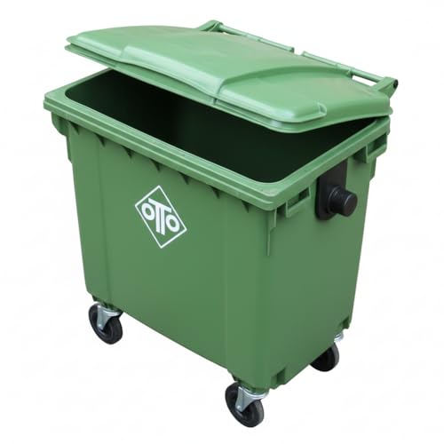 Image of Otto Big Plastic Wheeled Dustbin with Lid 660 Litre Green