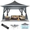 COBIZI 12×12 Pop Up Gazebo On Clearance Canopy Tent Easy Up Outdoor Gazebo Waterproof Upgrade with Mosquito Nettings and Carry Bag for Patio Garden Lawn