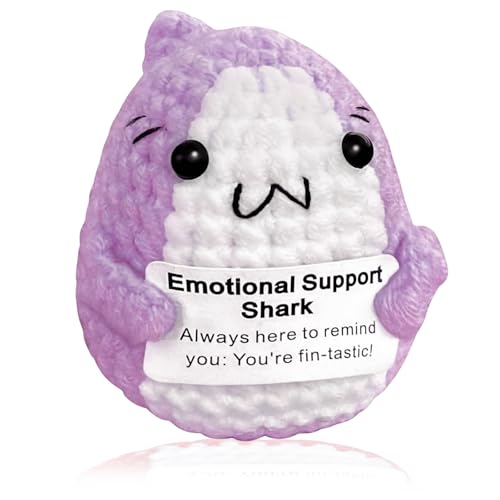 Calkkrer Calkrer, regalo positivo di squalo all'uncinetto, animale di supporto emotivo all'uncinetto, regalo di compleanno unico per amanti degli squali, amici, donne e uomini (viola)