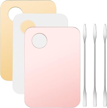 3 Sets Makeup Palettes Acrylic Stainless Steel Mixing Palettes