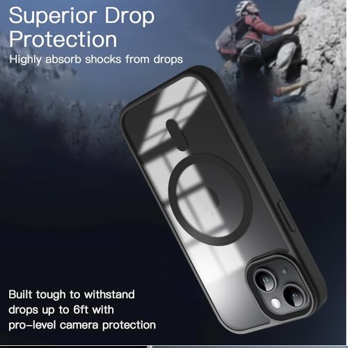 Image of KARWAN️ Hybrid Transparent iPhone 14 Plus Back Cover Case Compatibe with MagSafe | Shockproof Design |Camera Protection Bump | Transparent Back Cover Case for iPhone 14 Plus(PC, TPU | Black Bumper)