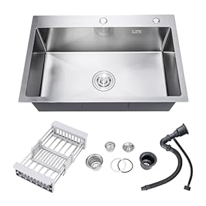 24 Inch Topmount Kitchen Sinks with Enhanced Durability, Single Bowl Deep Kitchen Sink Innovative Workstation Design 24″x18″x8″ (Nano)