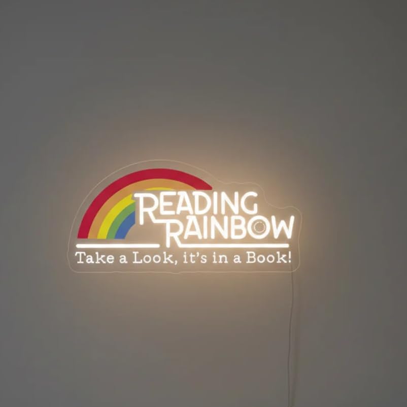 Reading Rainbow Neon Sign Read Books Neon Light for Classroom Wall Art Dimmable Colorful Light Sign for Reading Room, Bedroom, Library, Reading Corner Gift for Kids