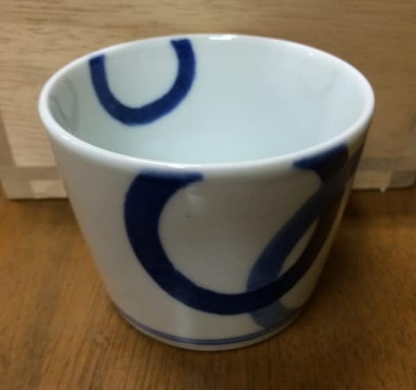 幕末期 細密文様 古伊万里 フローブルー 金彩 蕎麦猪口 古伊万里 瑠璃