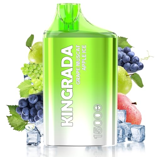 Kingrada Vaper Sin Nicotina 15000 Caladas Pod Desechable Recargable, Disponible en 10 Sabores, Cigarrillo Electrónico para Dejar de Fumar, Cantidad de Humo Ajustable (Uva Morada Uva Blanca Manzana)