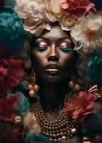 Tableau fille afro fleurs célébration de la beauté africaine - 2