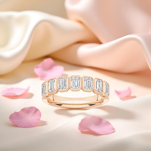 14k Gold Finish 2.20 Ctw Emerald Cut White Diamond Engagement Wedding Band Ring3