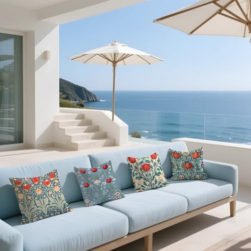 Housse de coussin 60x60 rouge imperméable pour décoration de jardin et maison