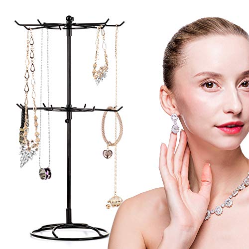 Wnvivi 2 Tier Rotating Necklace Holder Jewelry Tree Bracelet Stand Display Organizer For Necklaces, Bracelets, Earrings, Rings #TOP5