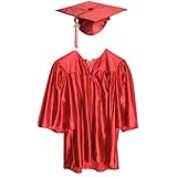 Happy Graduates Small Red Shiny Child Graduation Cap, Gown, Tassel and 2026 Charm Set, Kindergarten Graduation Cap And Gown Set, For Kids And Preschool