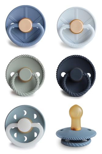 Image of FRIGG Natural Rubber Baby Pacifier 6-Pack Endless Sea | Made in Denmark | BPA-Free (0-6 Months)