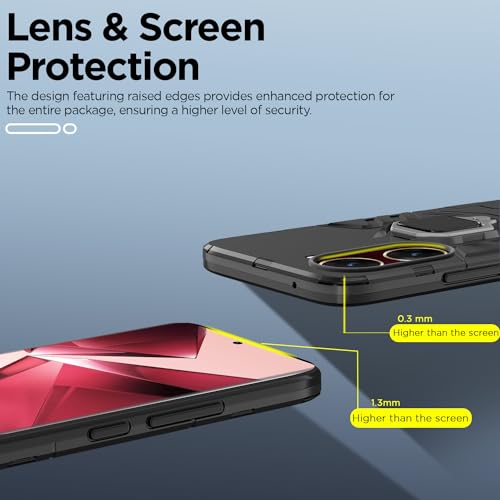 Image of Pikkme Vivo V29e 5G Back Cover | D5 Tough Armor Bumper | 360 Protection Case | Ring Holder Stand Case for Vivo V29e 5G (Black)