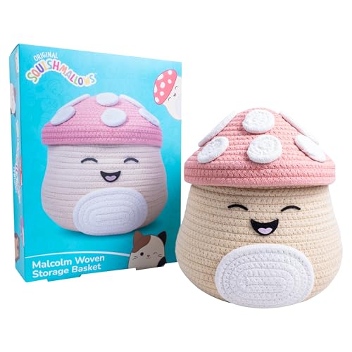 Fizz Creations Squishmallows Malcolm the Mushroom Woven Storage Basket With Lid | 8.5 Inches Tall | Officially Licensed Squishmallows Merchandise. Mushroom Squishmallow. - Thumbnail 2