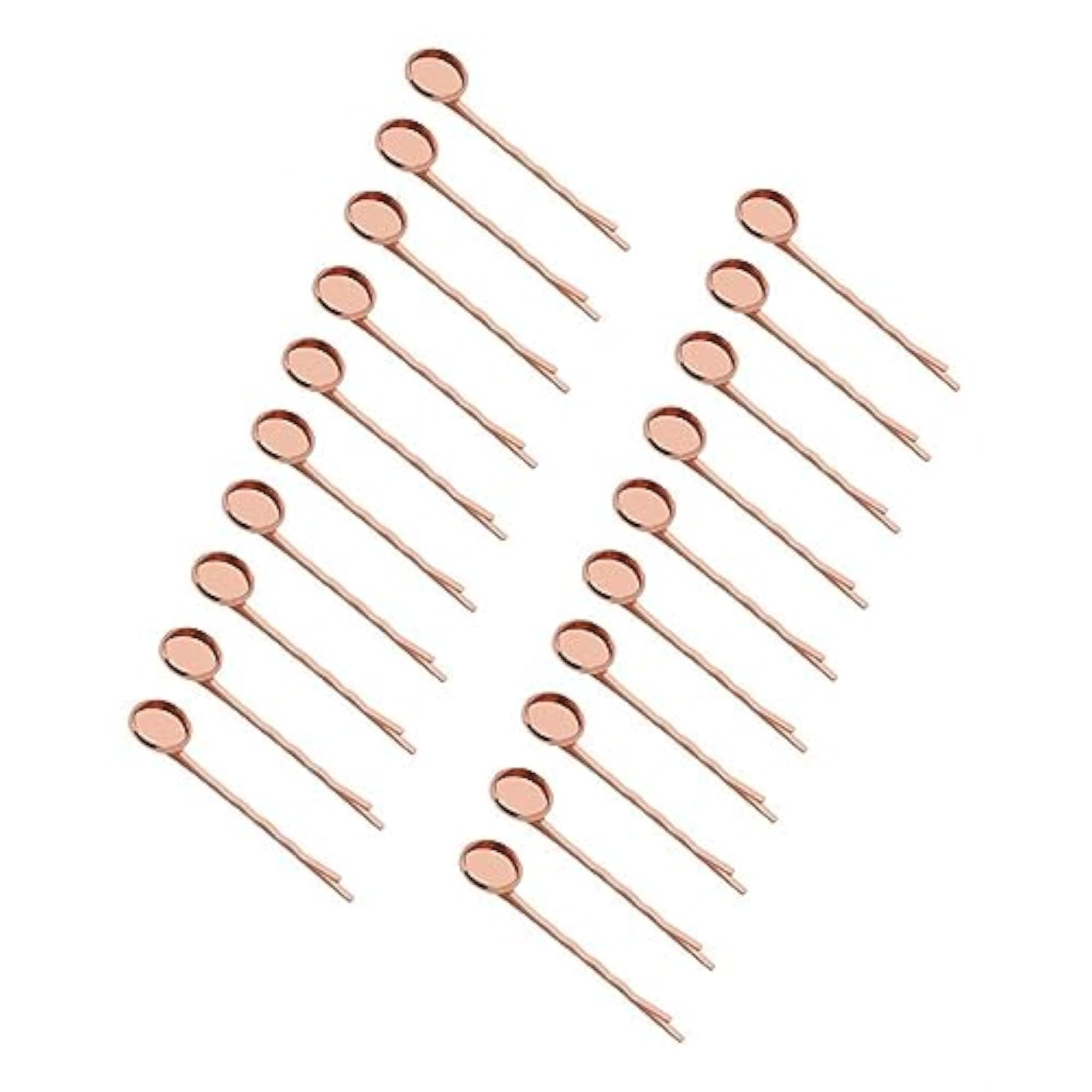 2x20Pcs Blank Cabochon Beads Hair Clip Setting Base Round 12mm Rose Gold