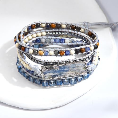 Image of Boho Stone Wrap Bracelet for Women,Turquoise Beaded Bracelet Jewelry Gift