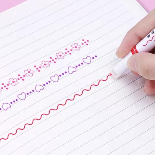 Newtic Curve Highlighter Pen Set 6 Pieces Curve Highlighters, Coloured Pens with Fine Tips with Different Shapes, for Writing, Drawing and Colouring
