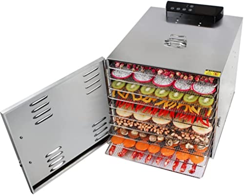 ZATTYDV Deshidratador de Alimentos y cecina con Interior de Acero Inoxidable y bandejas para Carne, Res, Hierbas, Frutas, Verduras, Frutos Secos, golosinas para Perros