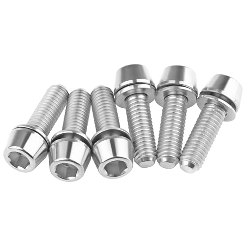 Image of Titanium Ti Allen Hex M5x16 18mm Tapered Head Bolt with Washer Screw for Bicycle Stem Parts Pack of 6 (Normal Titanium, M5x16mm)
