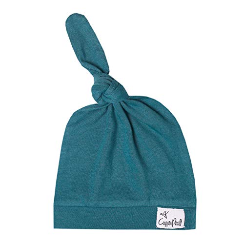 Image of Copper Pearl Baby Beanie Hat Top Knot Stretchy Soft Steel