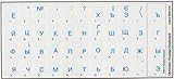 Ukrainian-Russian Keyboard Stickers Transparent Background Blue Lettering for All PC MAC Desktop Computer Laptop